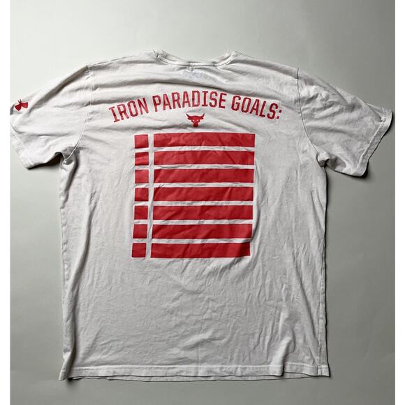 Under Armour Project Rock Shirt Mens XL Hardest Worker Iron Paradise Goals Tee - Picture 2 of 11